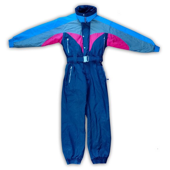 Vintage 90s Funky Colourblock Ski Jumpsuit Stagsport - Picture 1 of 10